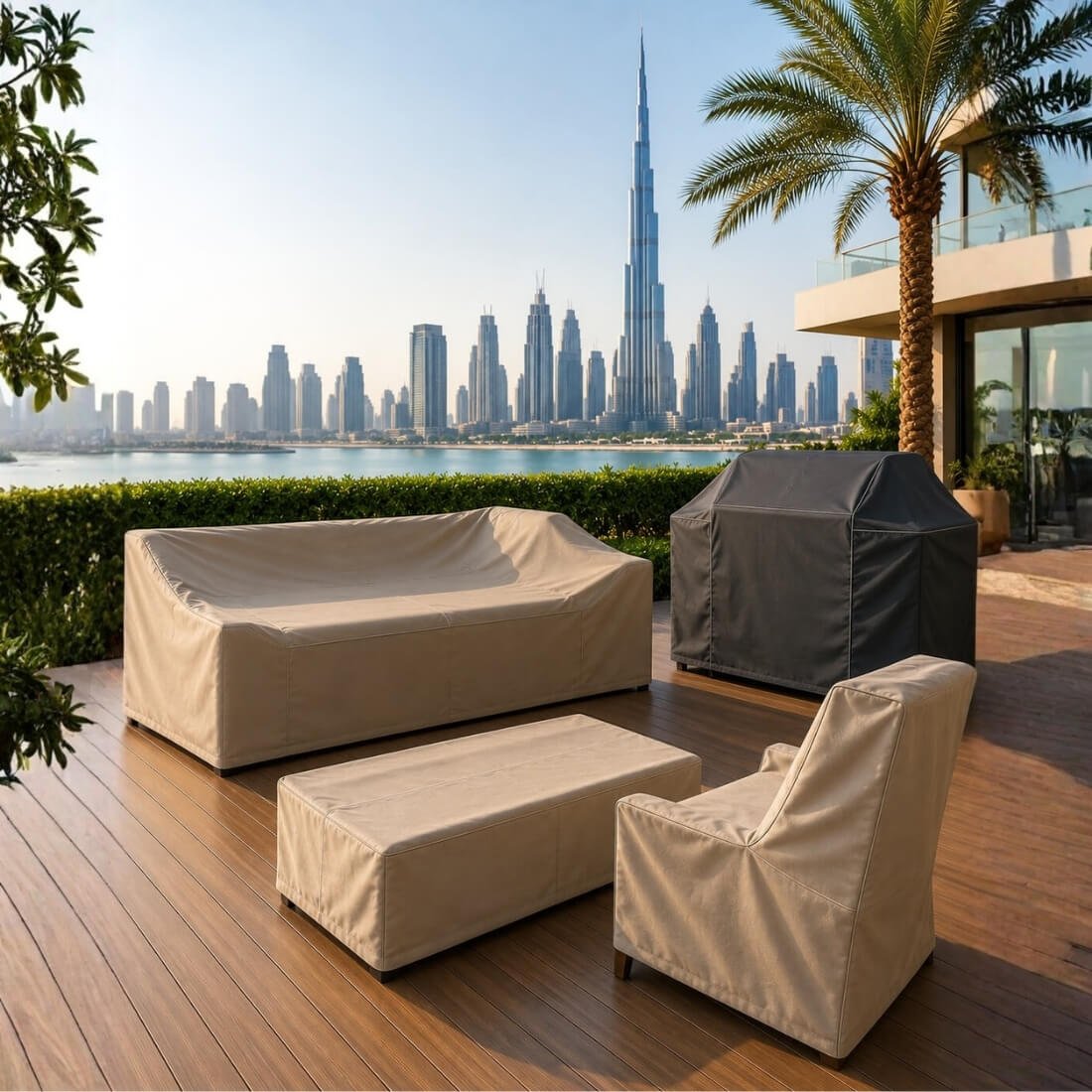 Custom outdoor patio furniture cover set Dubai villa