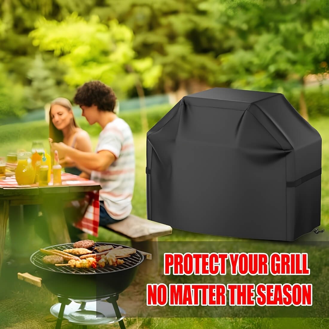 Heavy duty BBQ grill cover waterproof black Dubai
