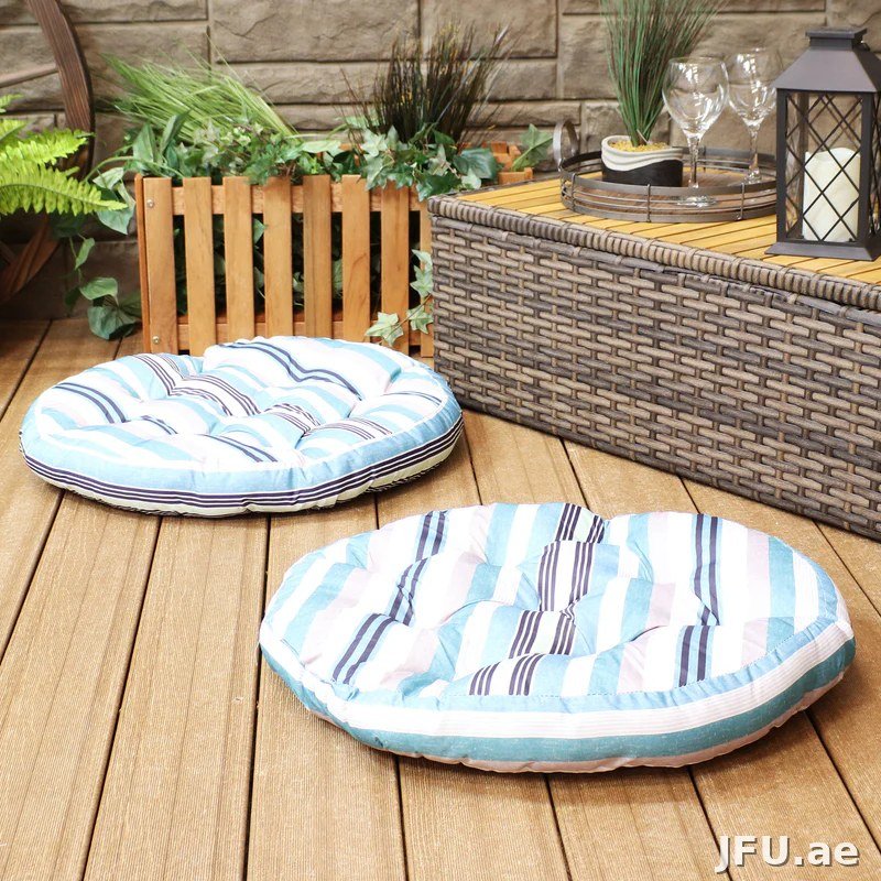 Round outdoor floor cushions striped Dubai - custom made patio cushions UAE